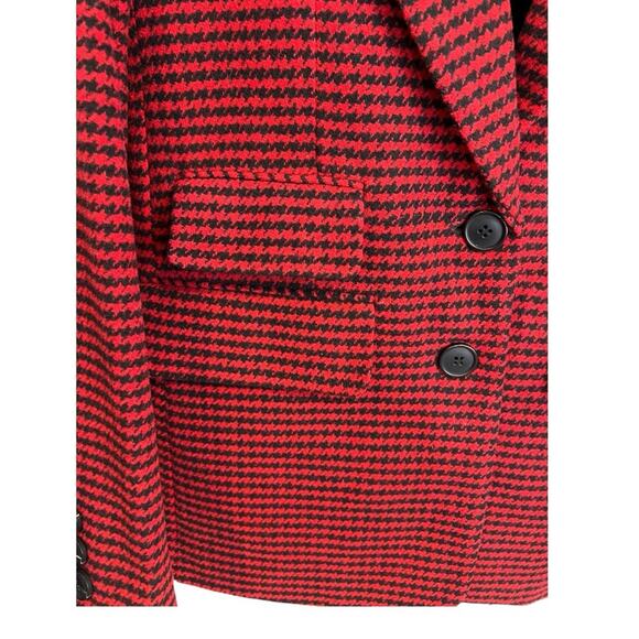 Missguided Houndstooth Boyfriend Blazer Coat red black Size 2 oversized NWT - Picture 7 of 14
